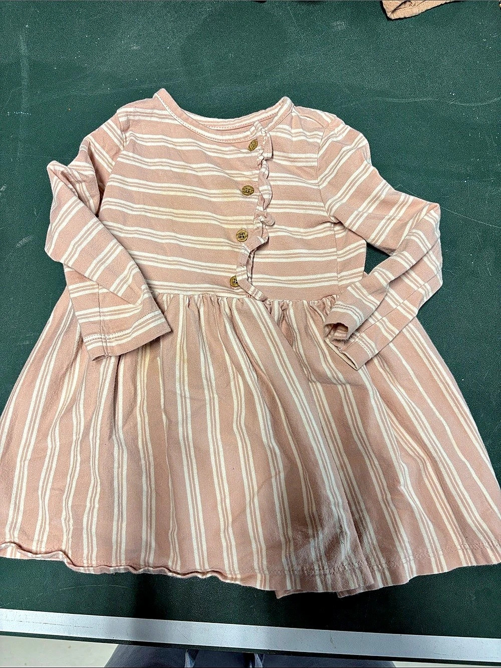 Carter's Striped Long Sleeve Dress Pink & White Size 18M